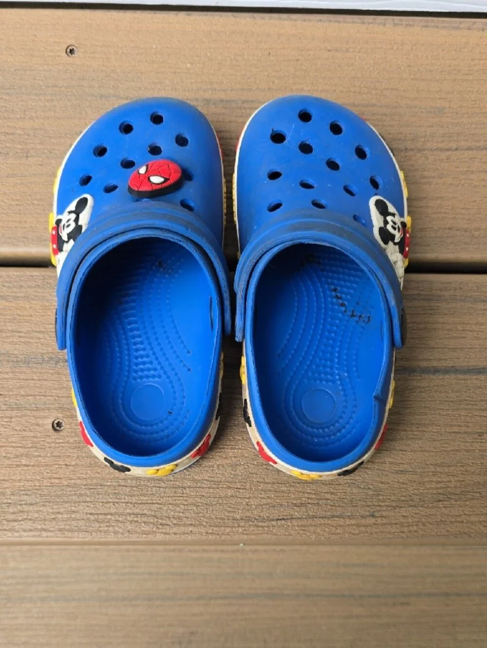 Blue Kids Clog Shoes with Mickey Character Accents